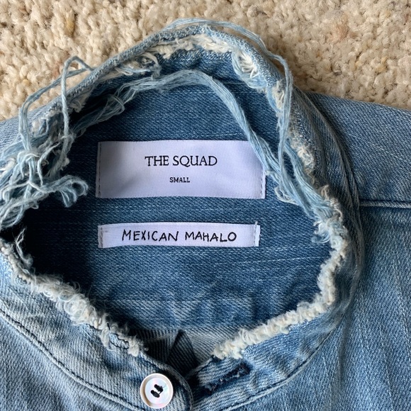 The Squad long length collarless shirt WASHED BLUE - Picture 2 of 6